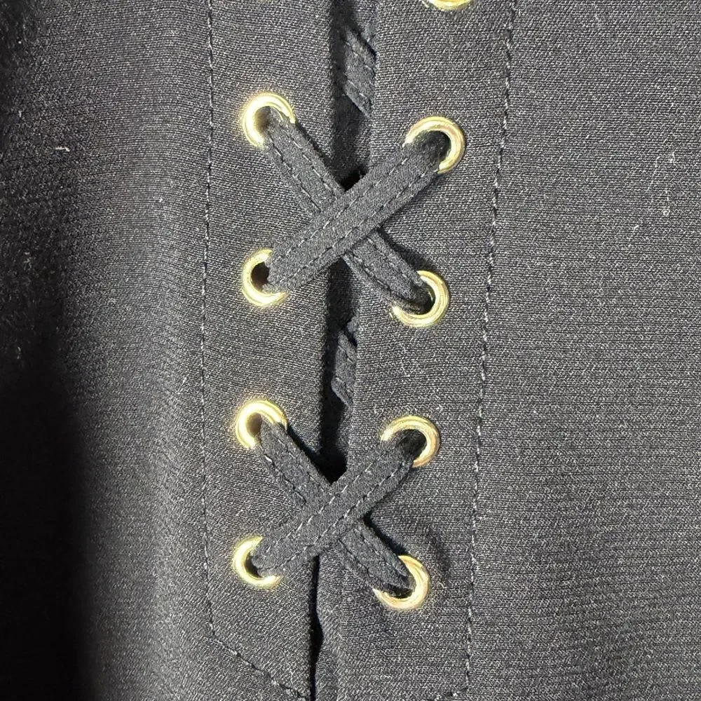 White House Black Market Black Lace-Up High-Waist Pencil Skirt